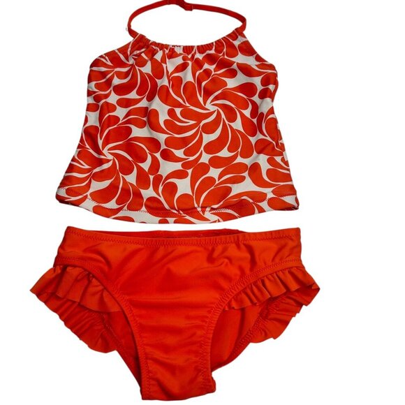 Vintage Coral Toddler Splash Design Tankini Two Piece Bathing Suit Sz 5 Swimsuit - Picture 1 of 4